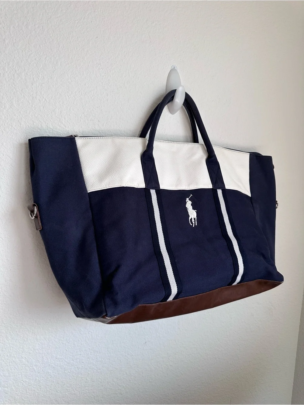 Polo Ralph Lauren Duffle Gym Carry On Weekender Travel Bag Navy Blue